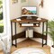 Costway Triangle Corner Computer Desk w/ Charging Station Keyboard Tray & Storage Shelf
